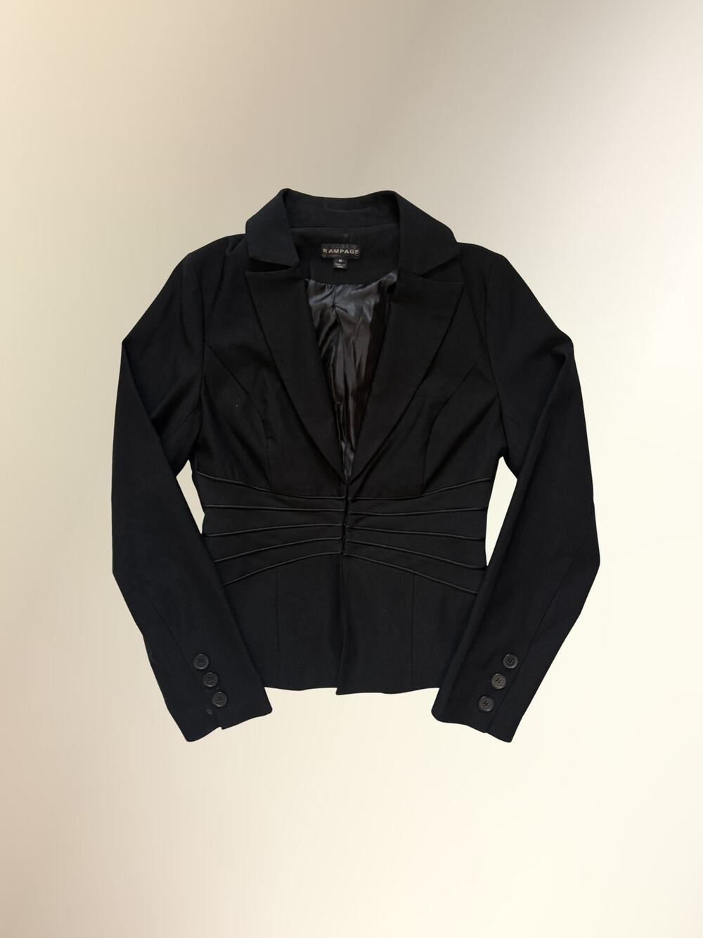 Y2K Rampage Black Hook Eye Front Fitted Cropped Blazer Jacket Women's M